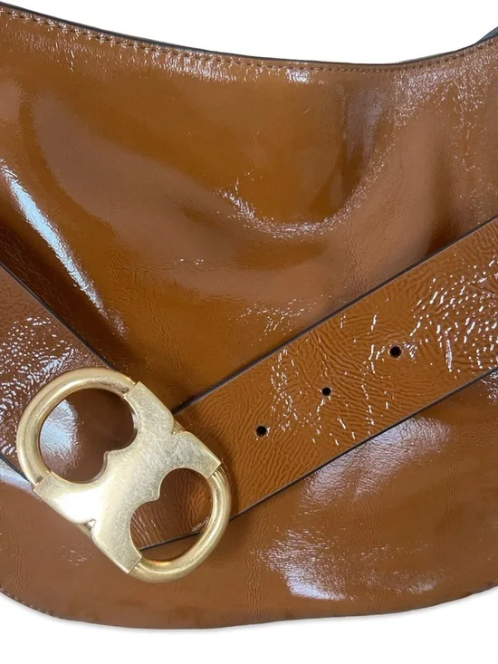 Tory Burch Gemini Link Patent Leather Cross Body in Umber NEW - Picture 14 of 16